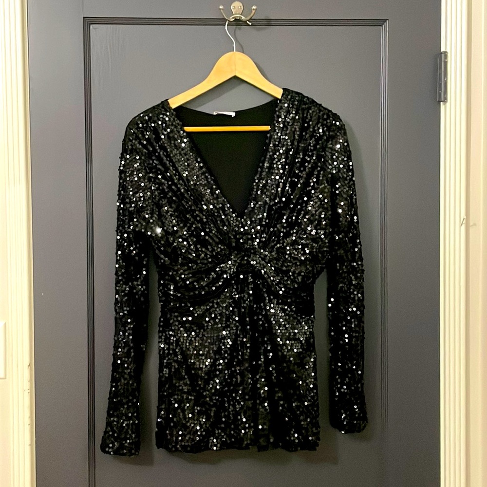P.A.R.O.S.H. Black Sequin Blouse